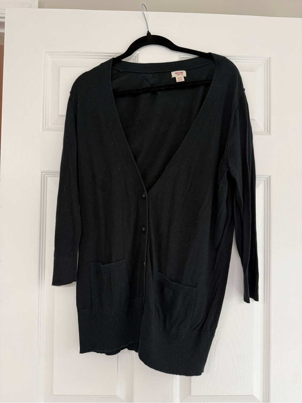 Black V-Neck Button Cardigan Sweater